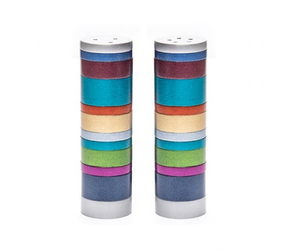 Yair Emanuel Salt and Pepper Shakers, Anodized Aluminum - Colorful Rings