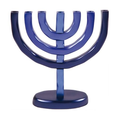 Yair Emanuel Seven-Branch Classic Temple Menorah - Shades of Blue
