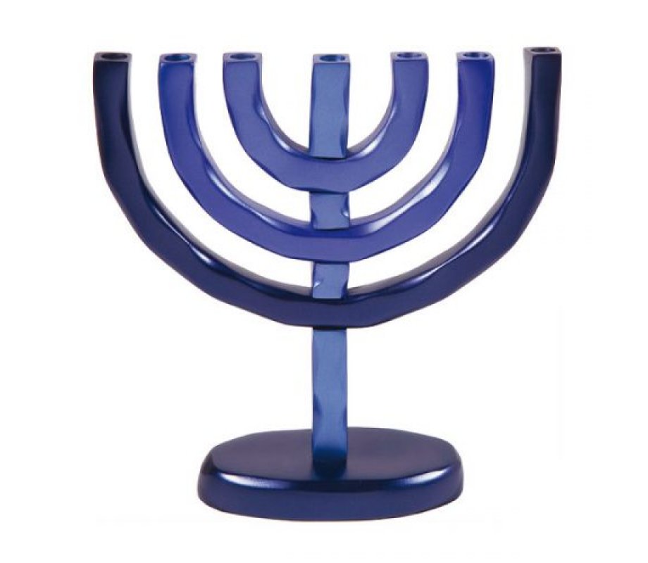 Yair Emanuel Seven-Branch Classic Temple Menorah - Shades of Blue