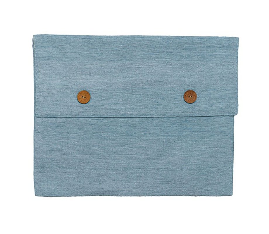 Yair Emanuel Silk-Cotton Tallit Set, Blue Stripes on Light Blue Background