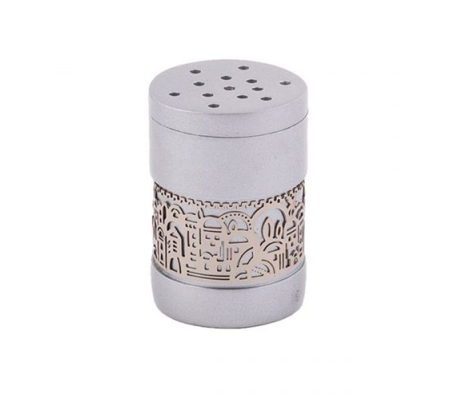 Yair Emanuel Silver Havdalah Besamim Spice Holder with Gold Jerusalem Cutout