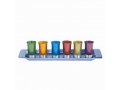 Yair Emanuel Six Anodized Aluminum Kiddush Cups and Tray  Metallic Colors