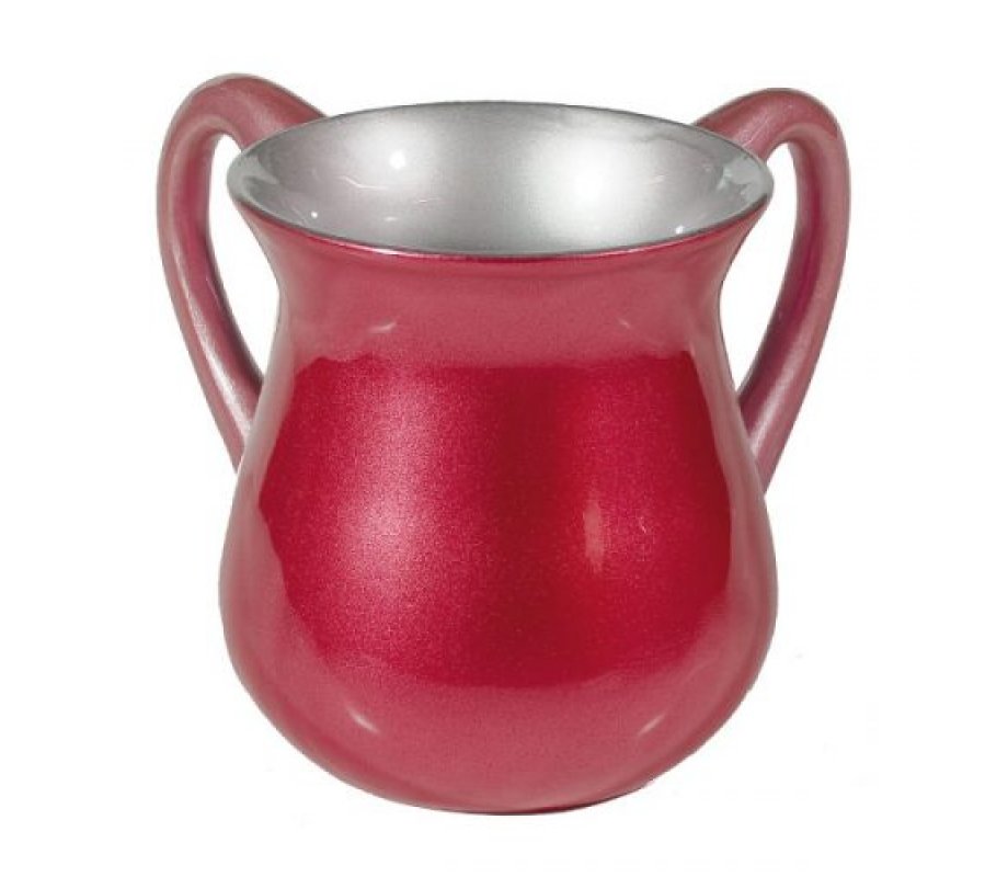 Yair Emanuel Small Aluminum Classic Netilat Yadayim Wash Cup - Maroon