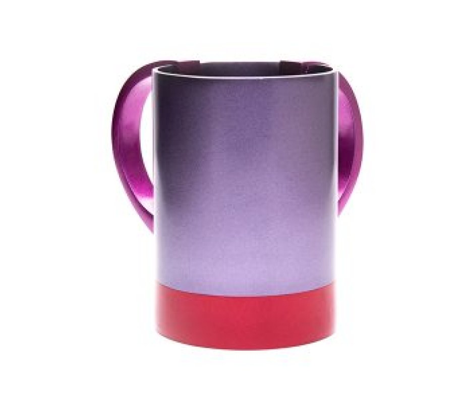 Yair Emanuel Small Aluminum Netilat Yadayim Wash Cup, Two Tone - Purple and Red
