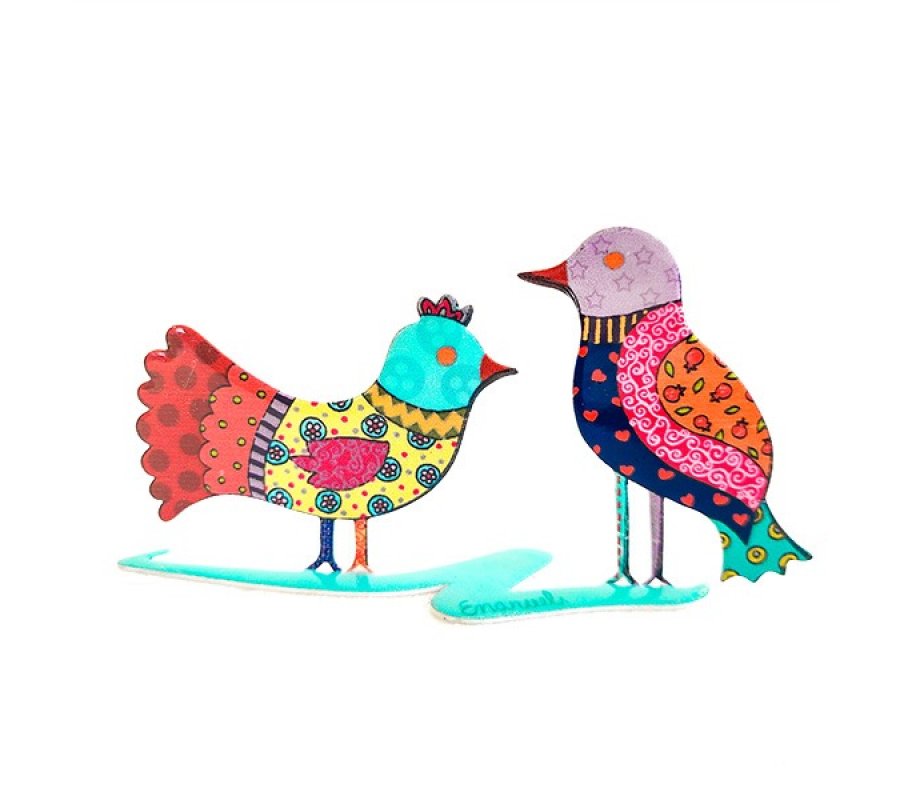 Yair Emanuel Small Free Standing Metal Table Sculpture – Two Birds