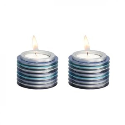 Yair Emanuel Small Tea Light Candlesticks, Stacked Discs  Colorful