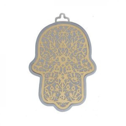 Yair Emanuel Small Wall Hamsa, Delicate Pomegranate Overlay - Choice of Colors