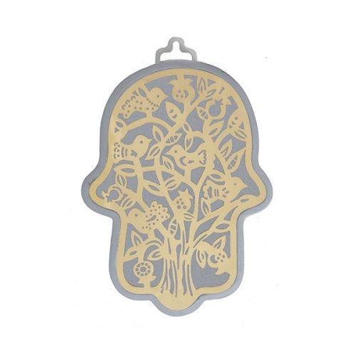 Yair Emanuel Small Wall Hamsa with Delicate Tree Overlay - Choice of Colors