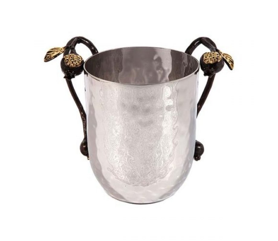 Yair Emanuel Stainless Steel Netilat Yadayim Wash Cup - Copper Pomegranates