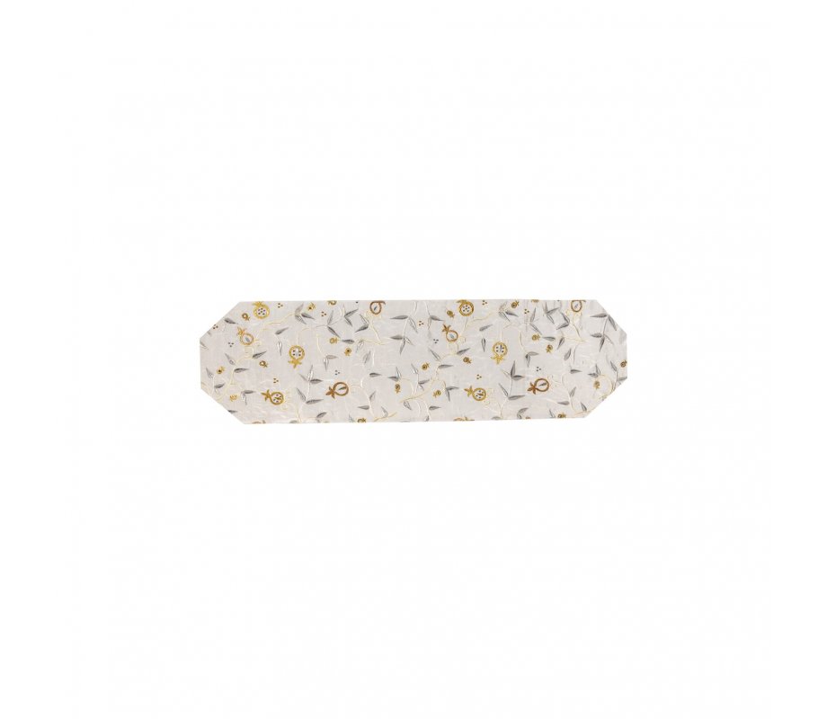 Yair Emanuel Table Runner - Silver and Gold Pomegranates Design