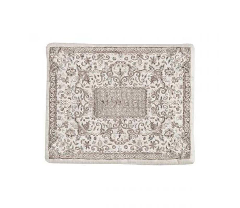 Yair Emanuel Tallit and Tefillin Bag Full Embroidery, Flowers - Silver