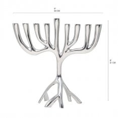 Yair Emanuel Tree of Life Aluminum Chanukah Menorah - Silver, Medium