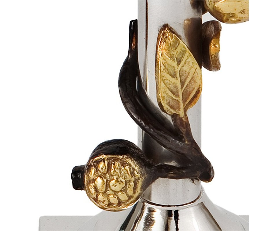 Yair Emanuel Two Tone Metal Leaf Design Candlesticks