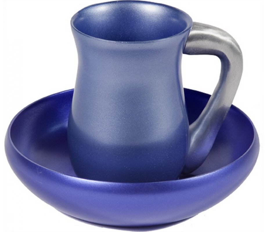 Yair Emanuel Two-Piece Aluminum Mayim Achronim Set - Blue