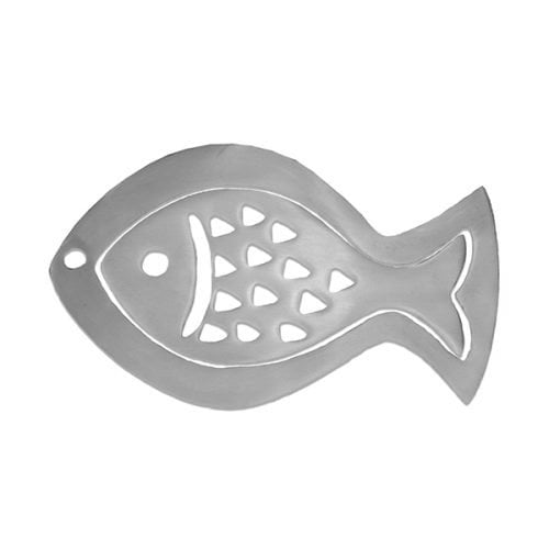 Yair Emanuel Two-in-One Aluminum Trivet, Fish - Silver