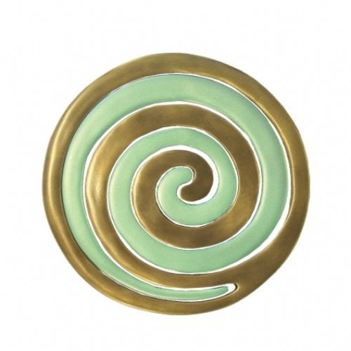 Yair Emanuel Two-in-One Gold and Green Anodized Aluminum Trivet - Swirls