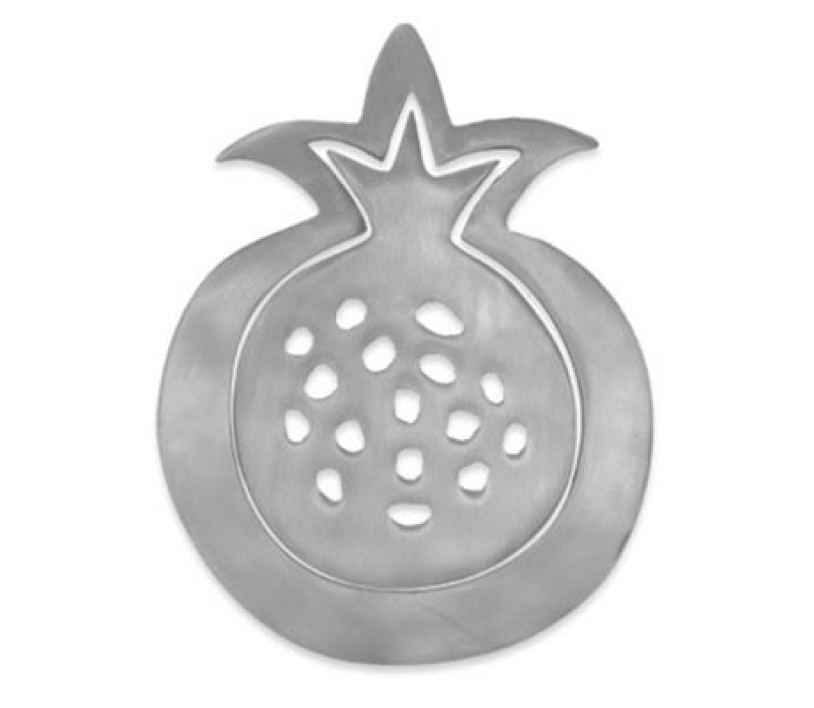 Yair Emanuel Two-in-One Silver Aluminum Trivet - Pomegranate