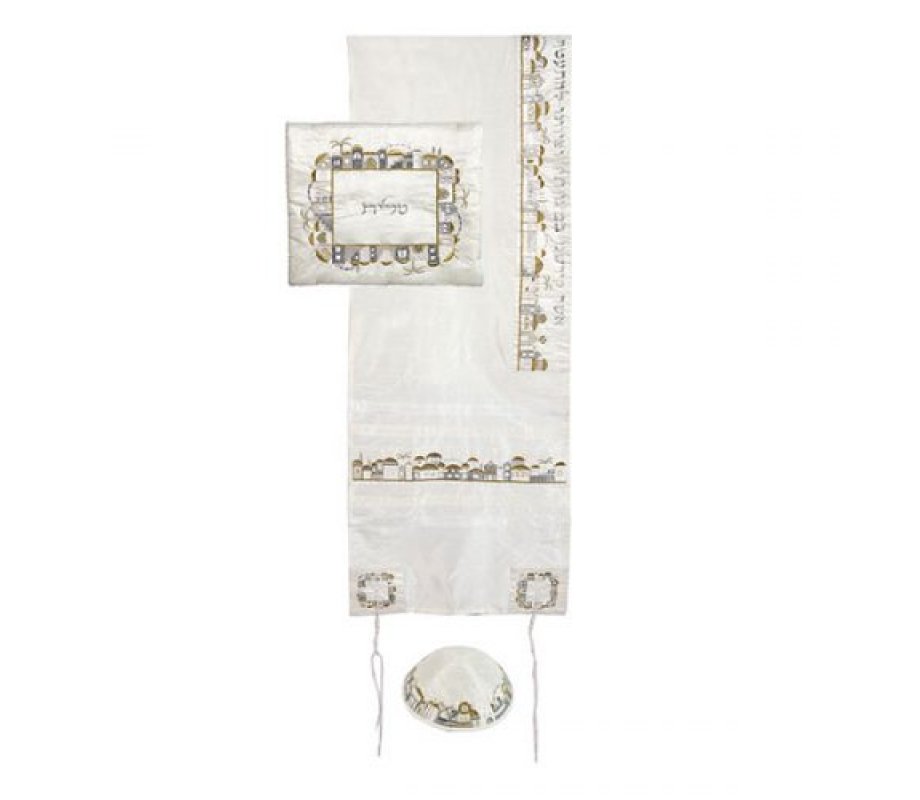 Silver Plated Tallit Prayer Shawl Clips - Tablets, Lions and Star of David