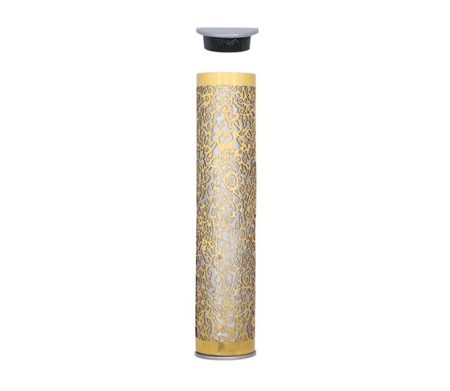 Yair Emanuel Wide Cutout Rounded Gold Metal Mezuzah Case - Pomegranate