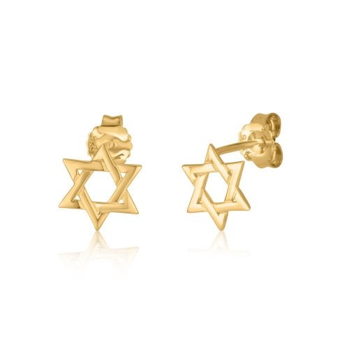 Yellow Gold 14K Star of David Stud Earrings