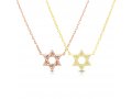 Yellow Gold Plated Sterling Silver Necklace - Star of David with Zircons Pendant