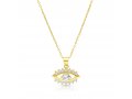 Yellow Gold Plated Sterling Silver Necklace, Zircons - Evil Eye Charm Pendant