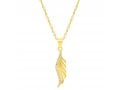 Yellow Gold Plated Sterling Silver Necklace with Zircon Decorated Leaf Pendant