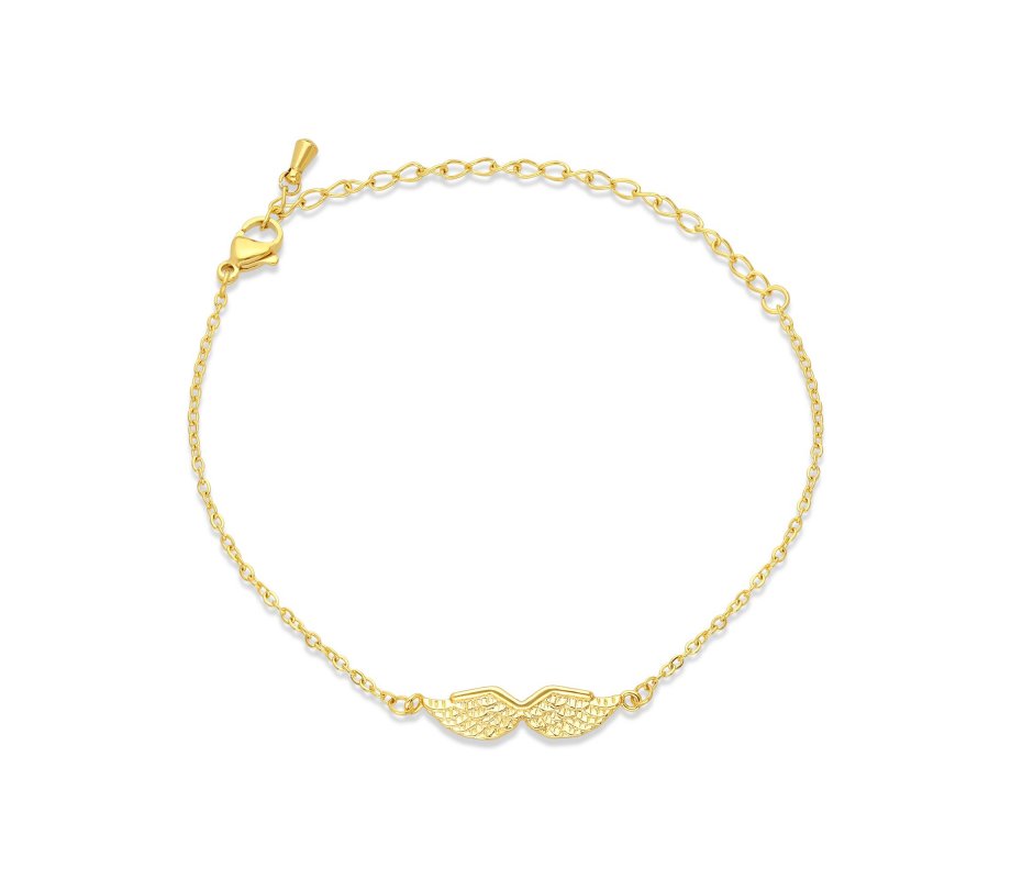 Yellow Gold-Plated Sterling Silver Bracelet – Angels Wings with Zircons