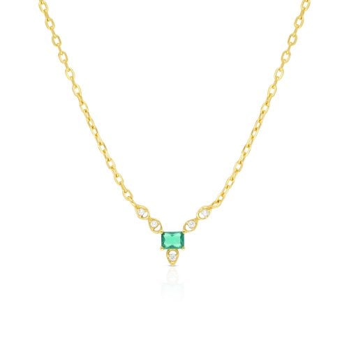 Yellow or Rose Gold Plated Sterling Silver with Green and White Zircons Pendant