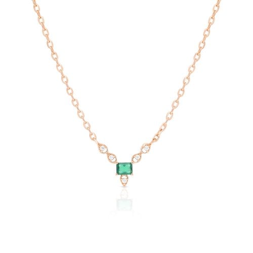 Yellow or Rose Gold Plated Sterling Silver with Green and White Zircons Pendant