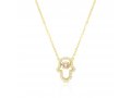 Yellow-Gold Plated Sterling Silver Necklace with Hamsa Pendant, Zircon Decorated