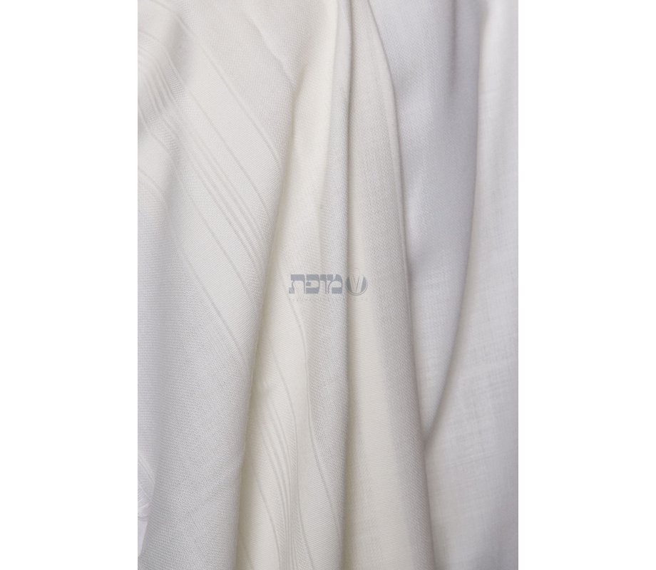 Yishtabach Praise Wool Tallit Non Slip Prayer Shawl - Pure White