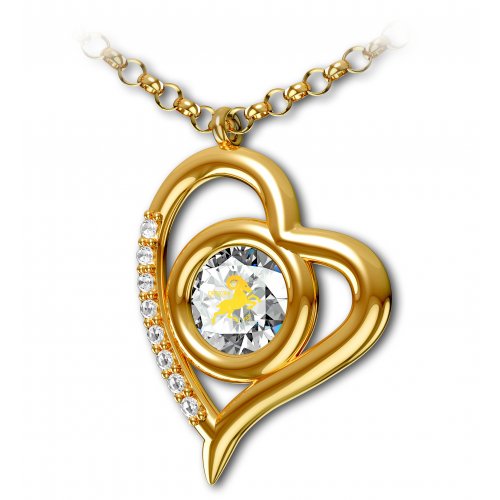 Zodiac Heart Pendant Capricorn Necklace 24k Gold Plated by Nano Jewelry